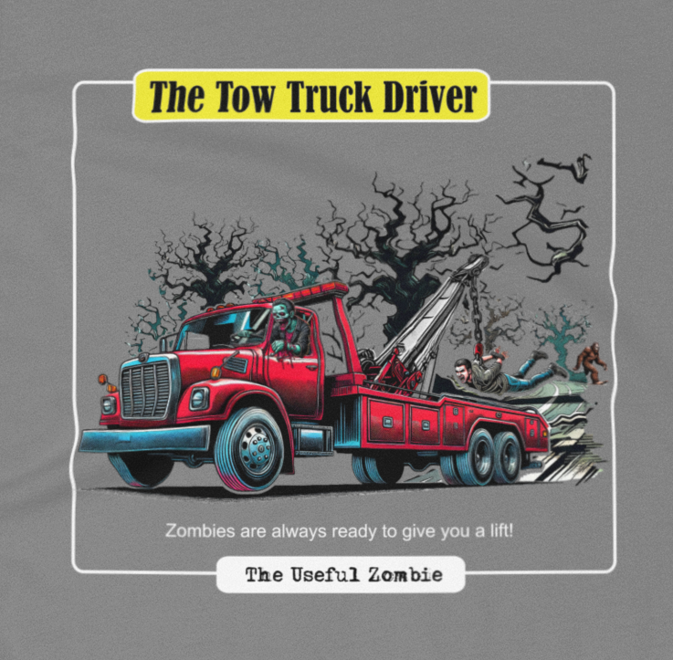 Useful Zombie "Tow Truck Driver" T-Shirt (Sport Gray)