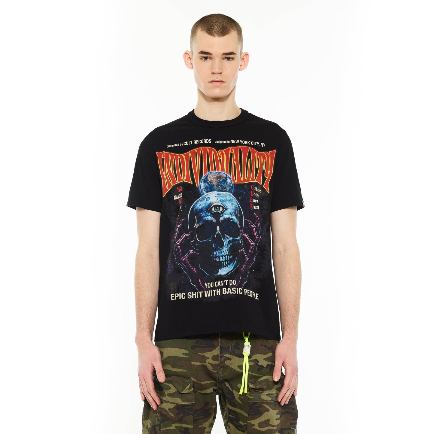 Heavyweight Crew Neck Tee "Psychedelic" in Black