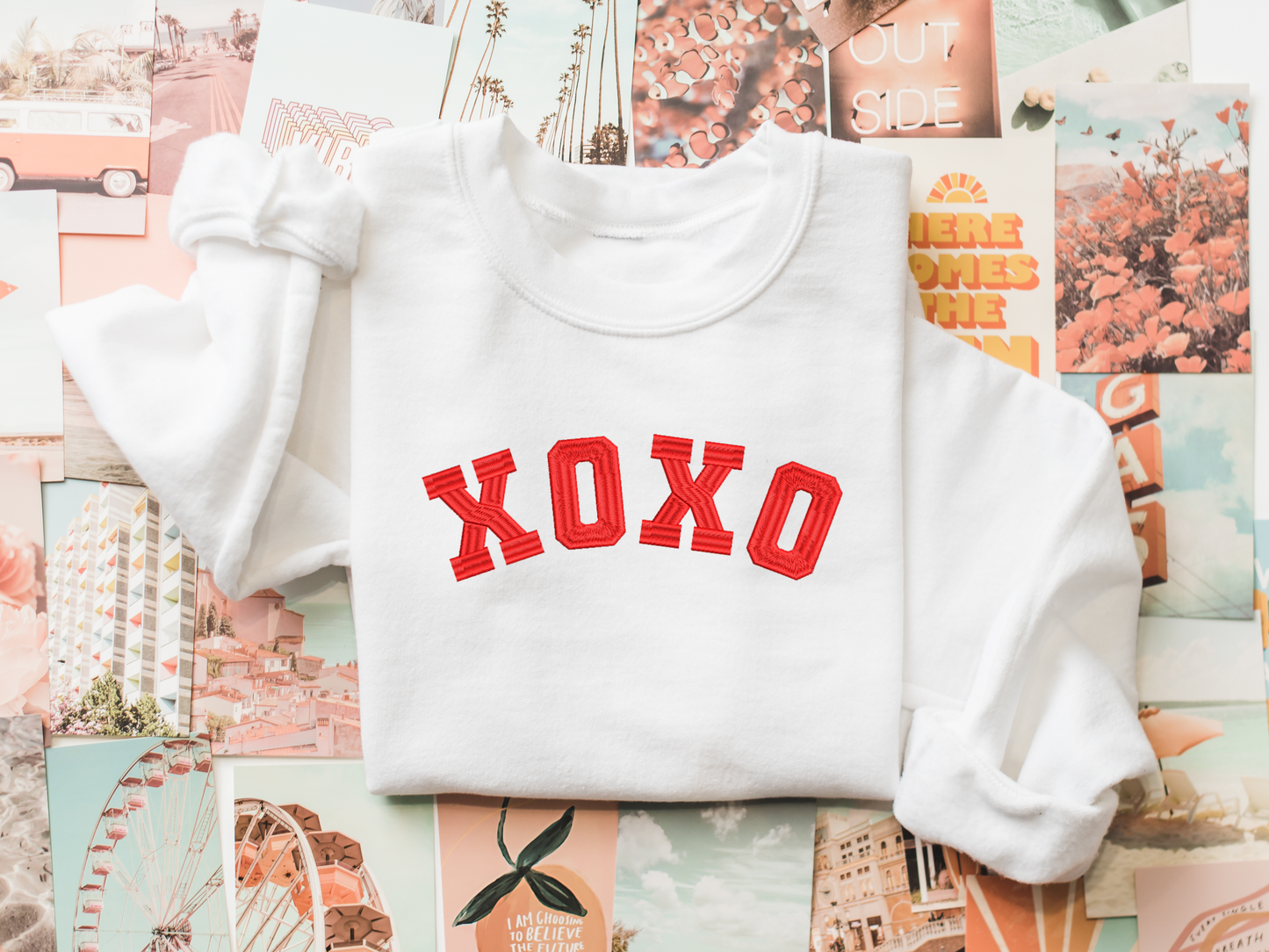 Valentines Day Sweatshirt, Xoxo, Love, Embroidered