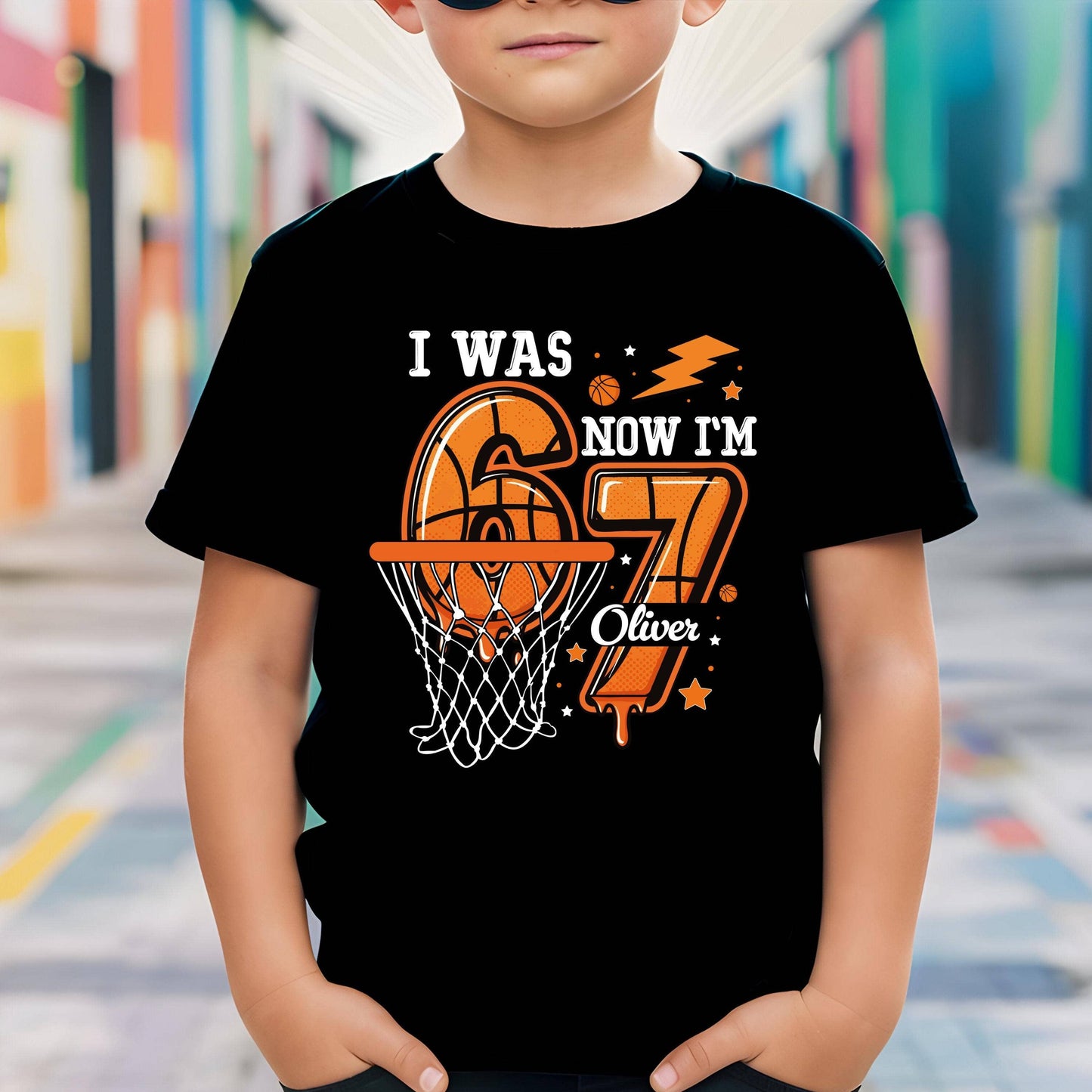 7Th Birthday Basketball Tee For Boys