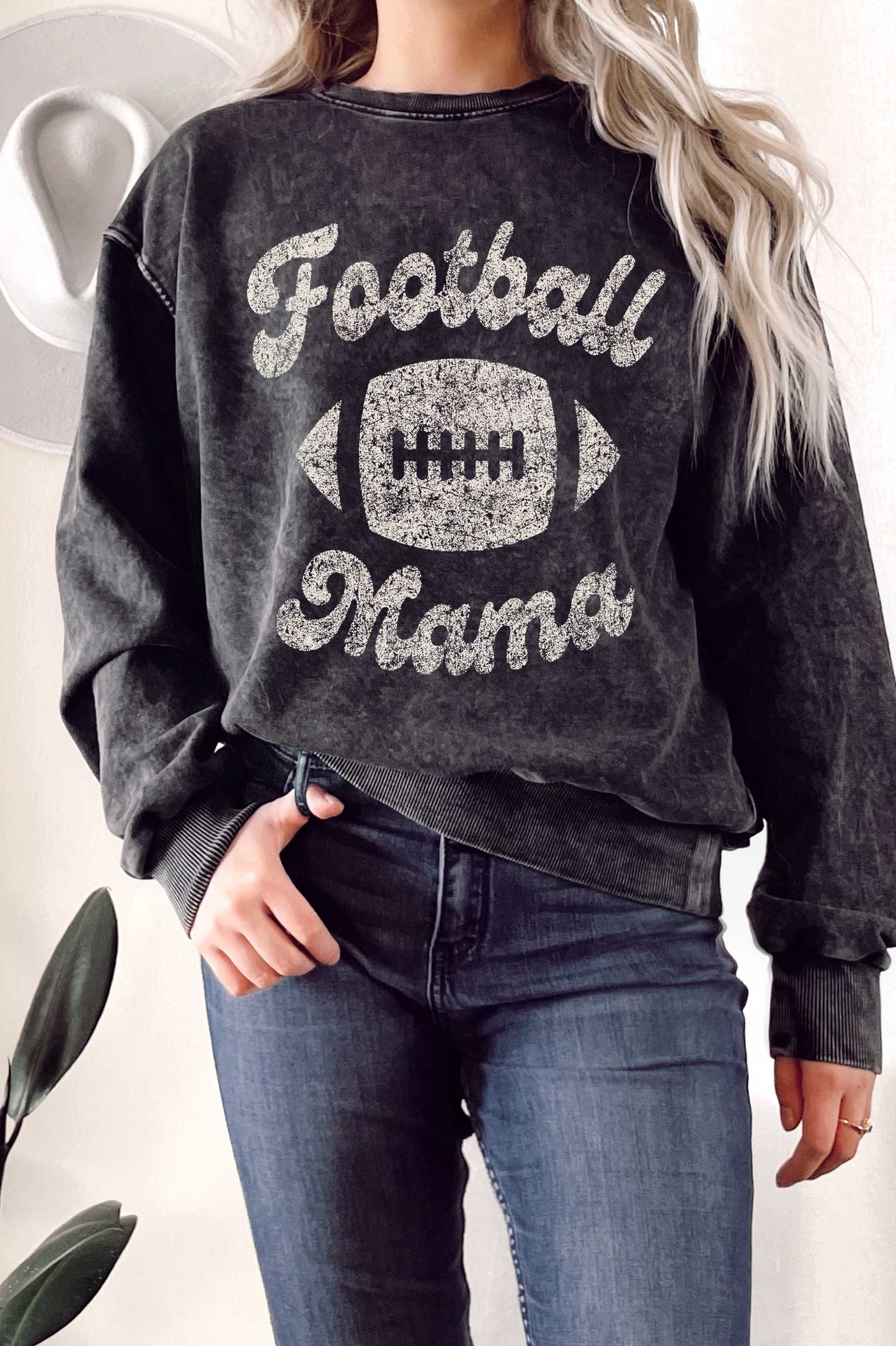 Football Mama Mineral Graphic Terry Sweatshirt