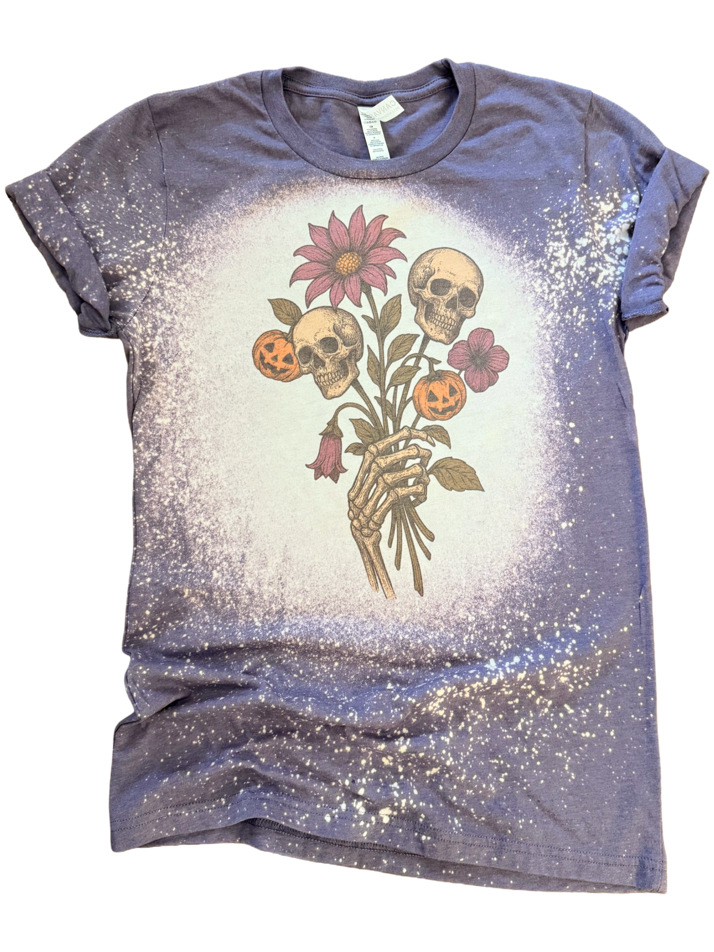 Skull Bouquet – Halloween Floral Bleached Tee
