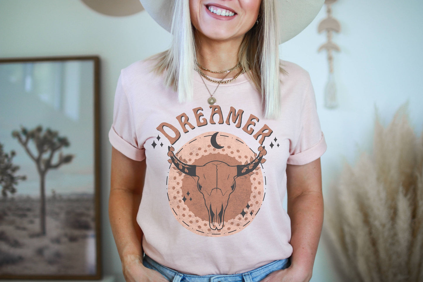 Dreamer Moon Skull Women's Graphic Tee Western Tees