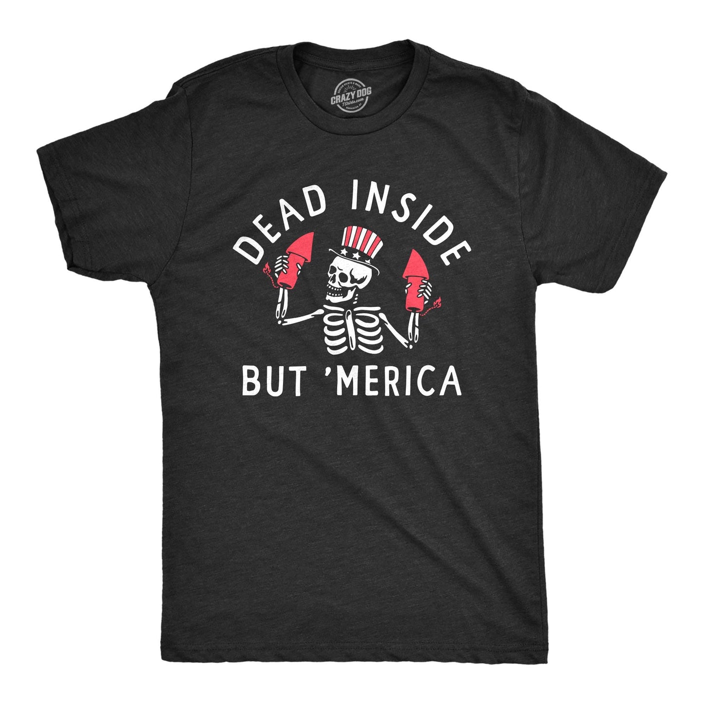 Dead Inside But Merica Men's Tshirt Fourth of July Graphic