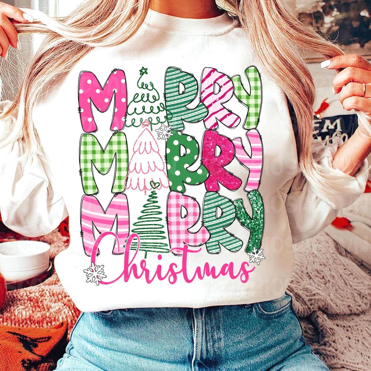 Merry Christmas Shirt - Merry and Bright Coquette Bow Design