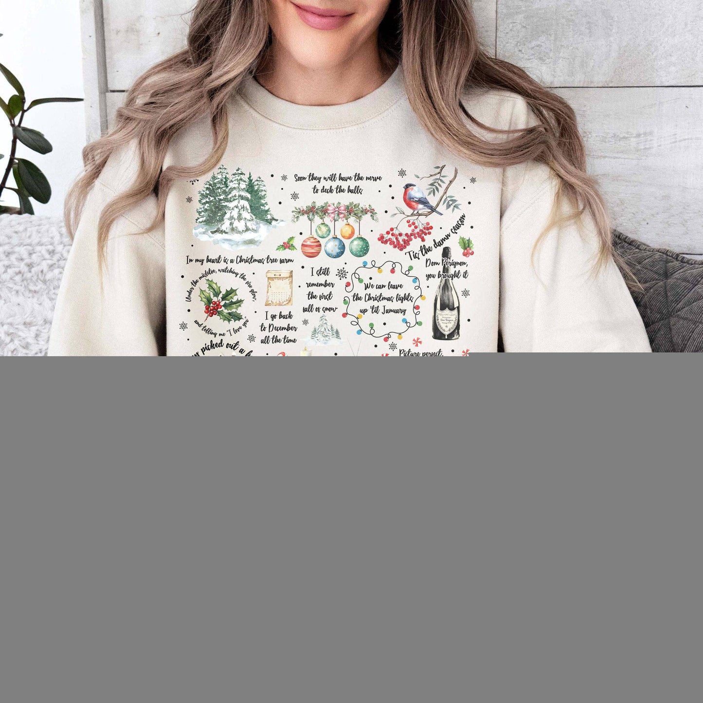 Christmas Song Lyrics Sweatshirt Cozy Fall Apparel Shirt