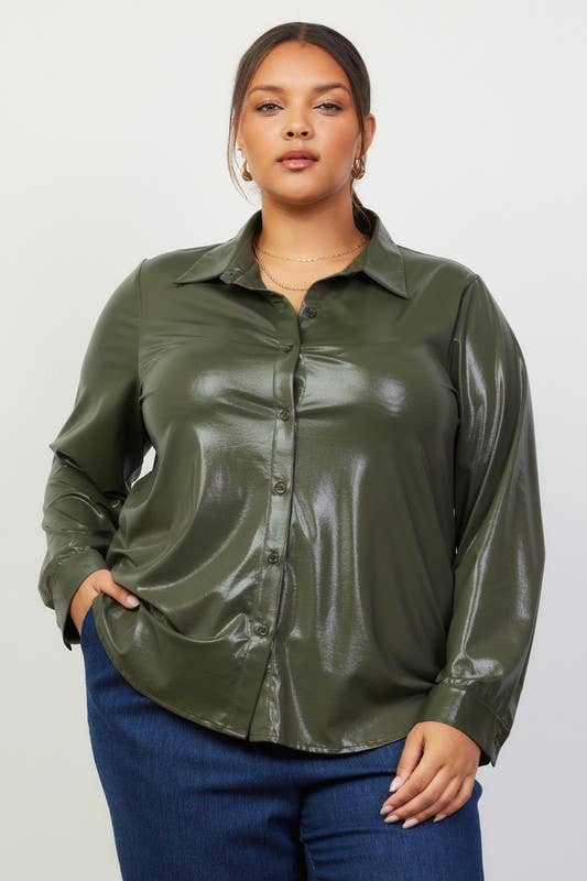 Plus Size Long Sleeve Button Down Shirt