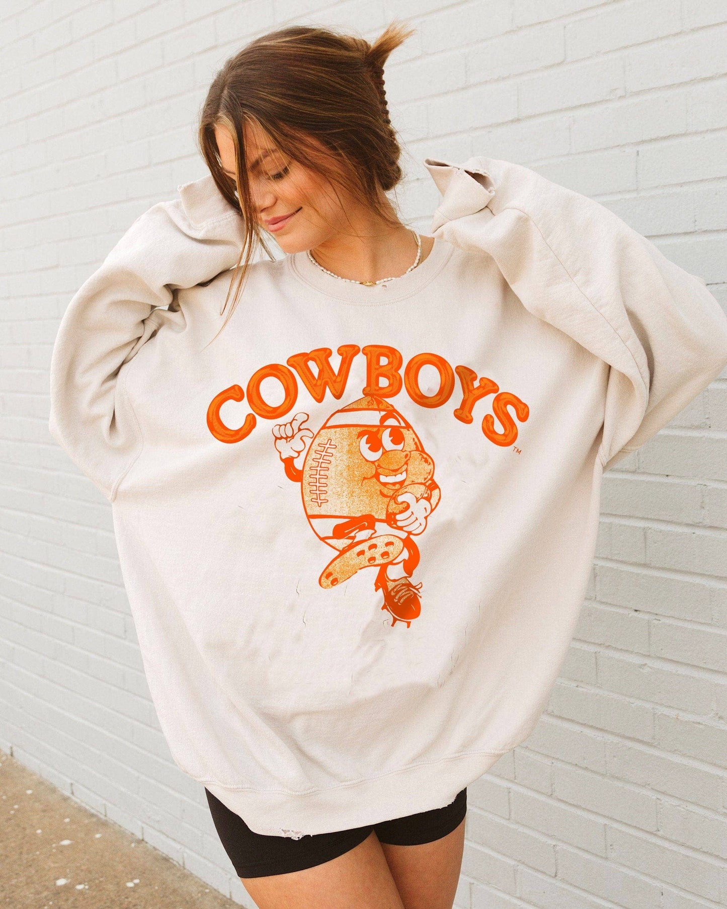 Osu Cowboys Football Run Sand Thrifted Sweatshirt