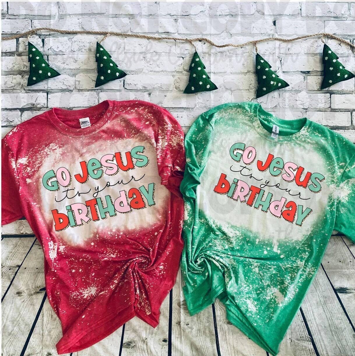 Go Jesus It's Your Birthday Bleached Christmas Tee