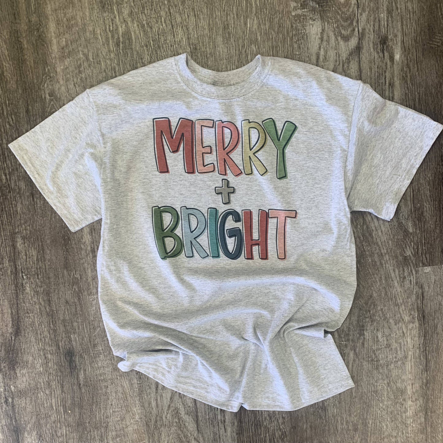 Merry & Bright On Ash Gray Tee