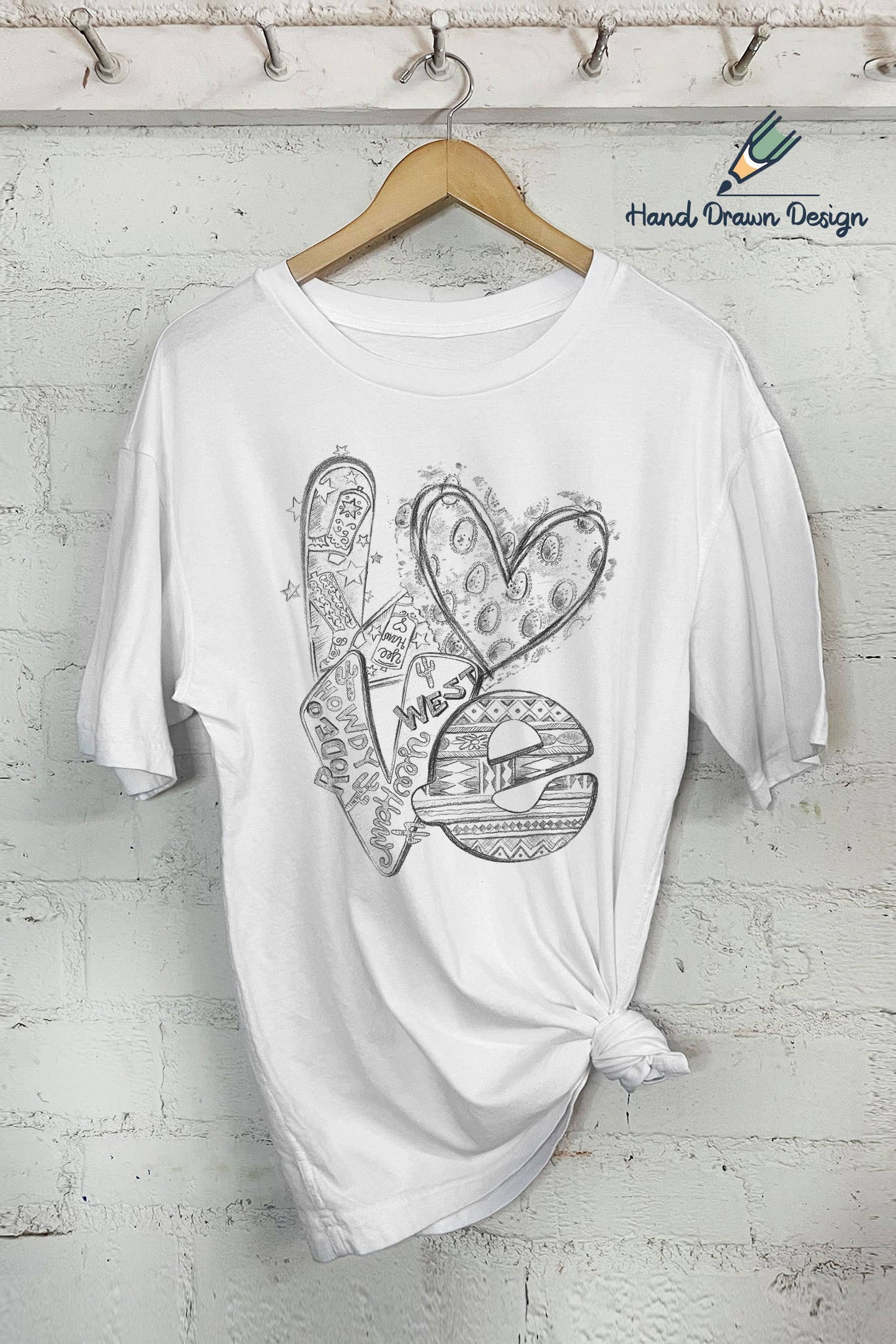 Western Love- Hand Drawn Design (Oversized Tee)