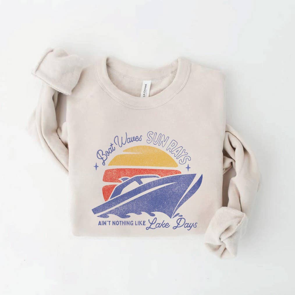 Boat Waves Sun Rays Sweatshirt
