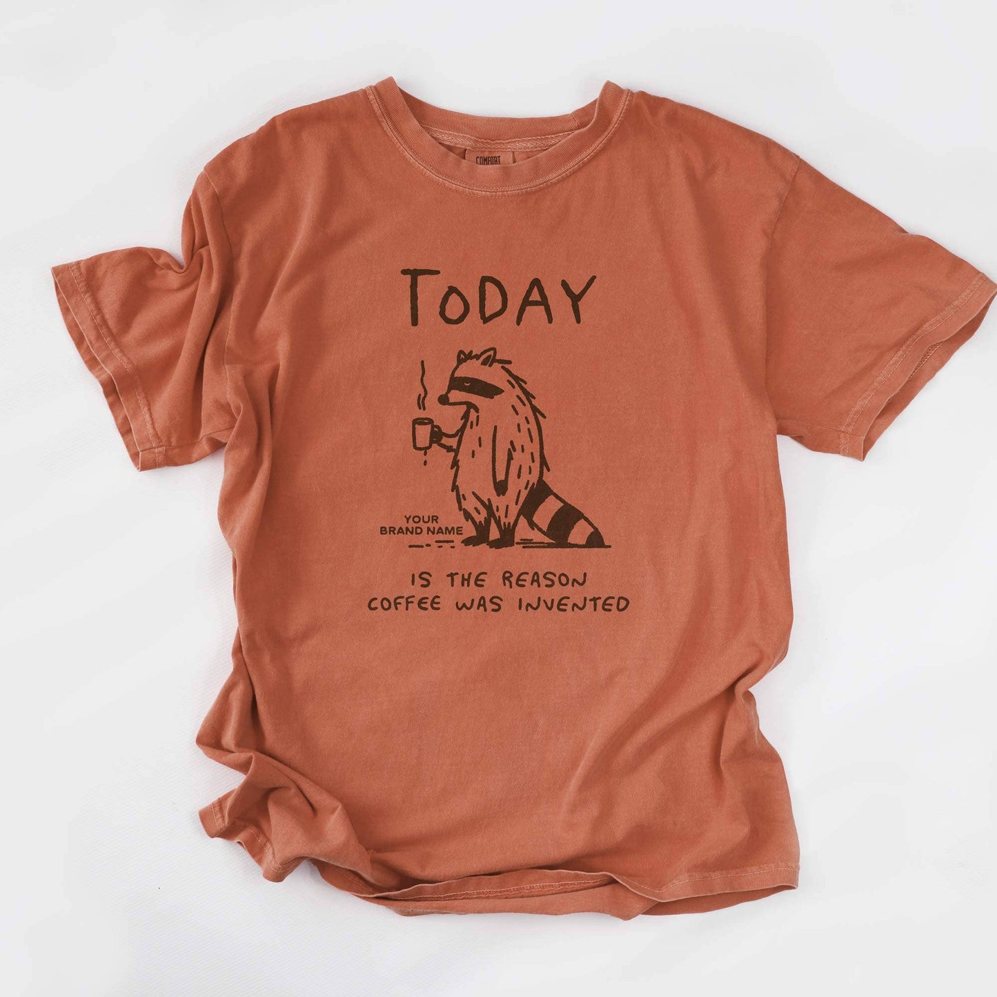 Coffee Raccoon Tee - Personalized Brand Name