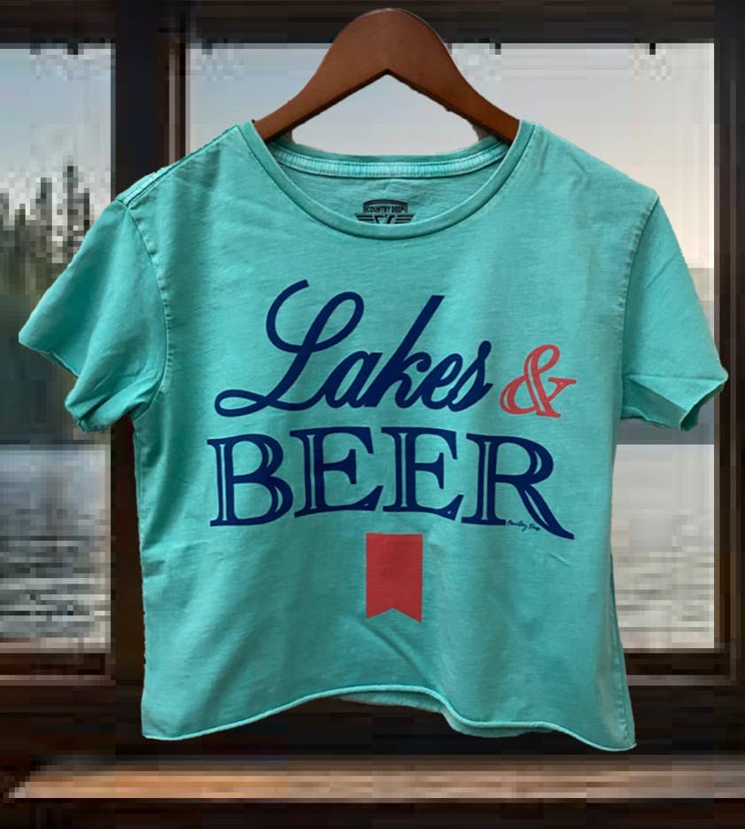 Lakes & Beer Regular Cropped Acid Wash T-Shirt (Copy)