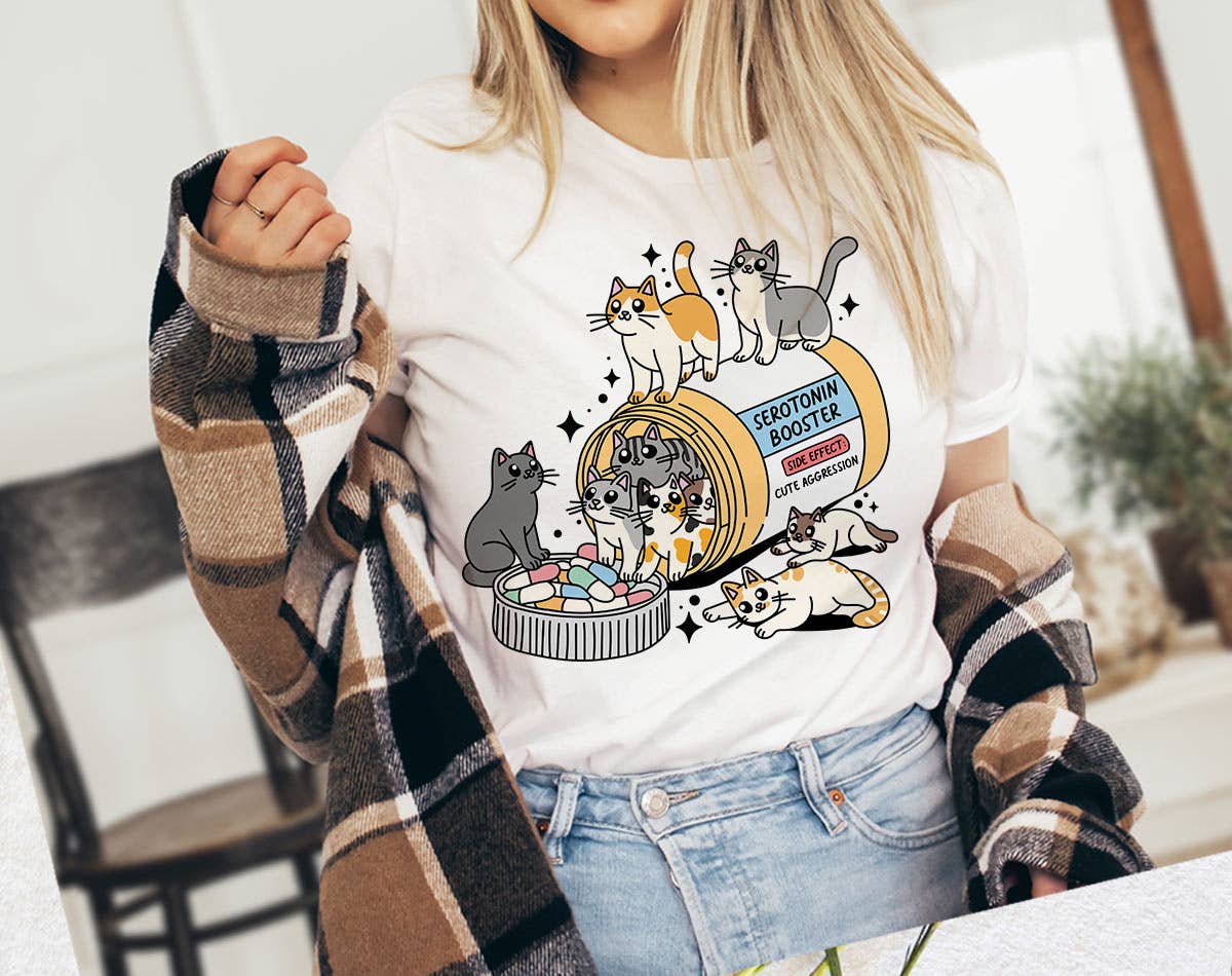 Serotonin Booster Cats - Cat Mental Health T-Shirt