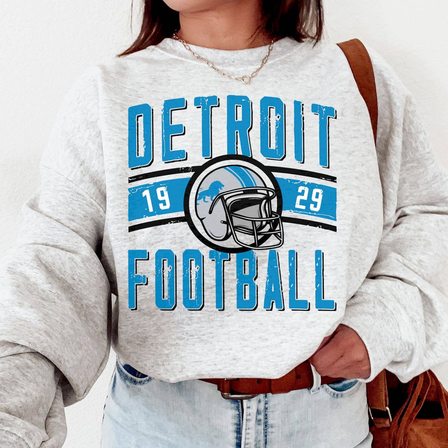 Vintage Detroit Lions Football Crewneck Sweatshirt Sweatshir