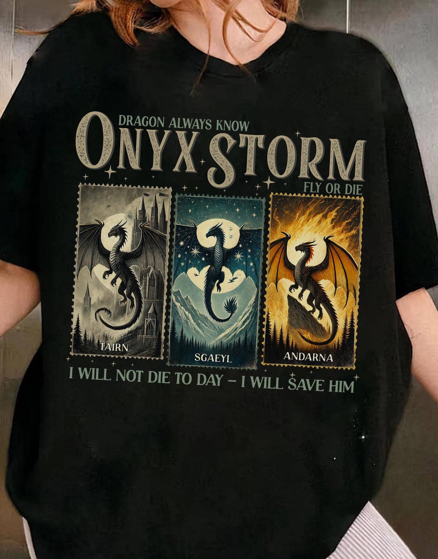 Onyx Storm Dragon Rider Fantasy Bookish Tee For Book Lovers