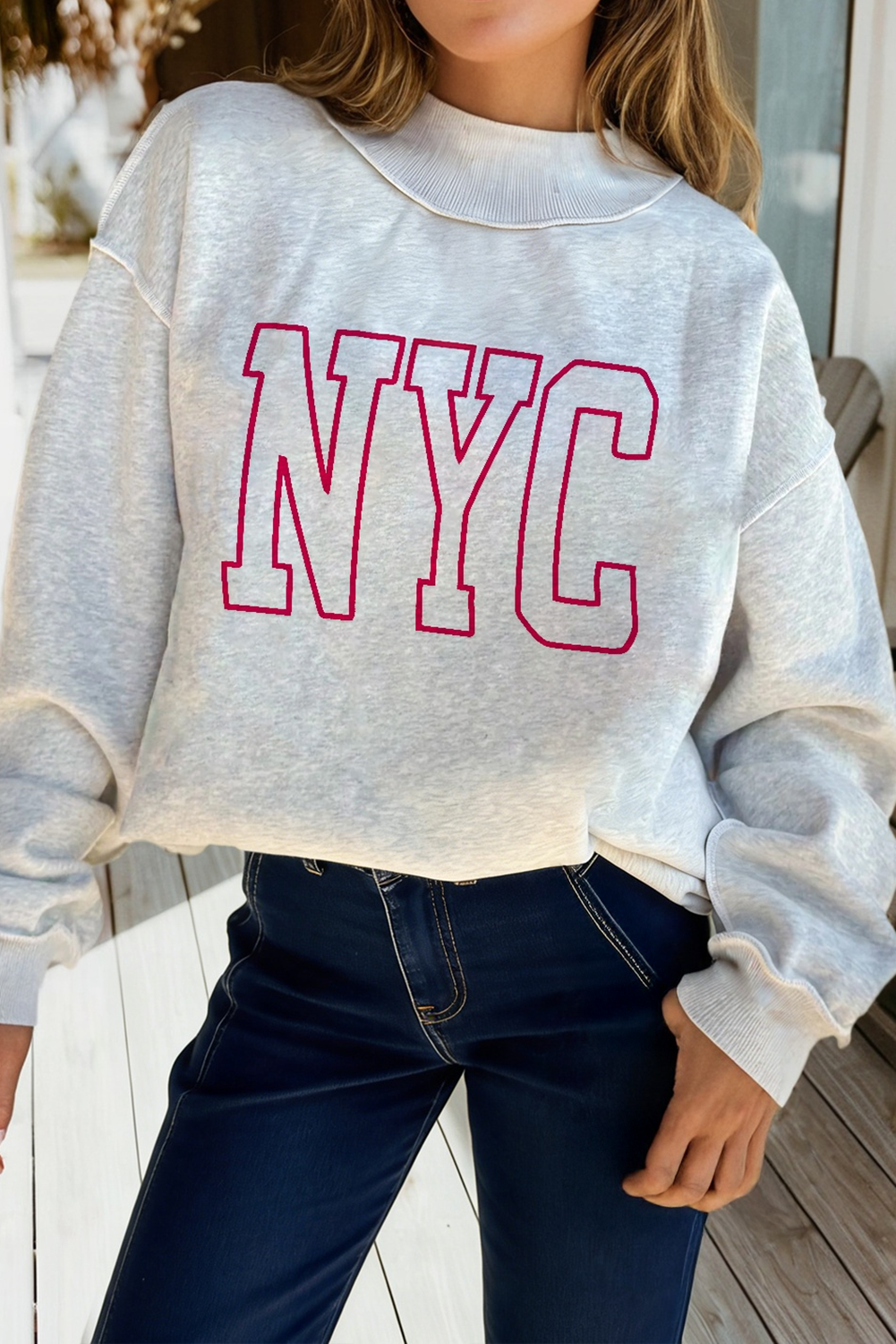 Nyc Reversible Mock Neck Double Wear Sweatshirt (S-Xl)