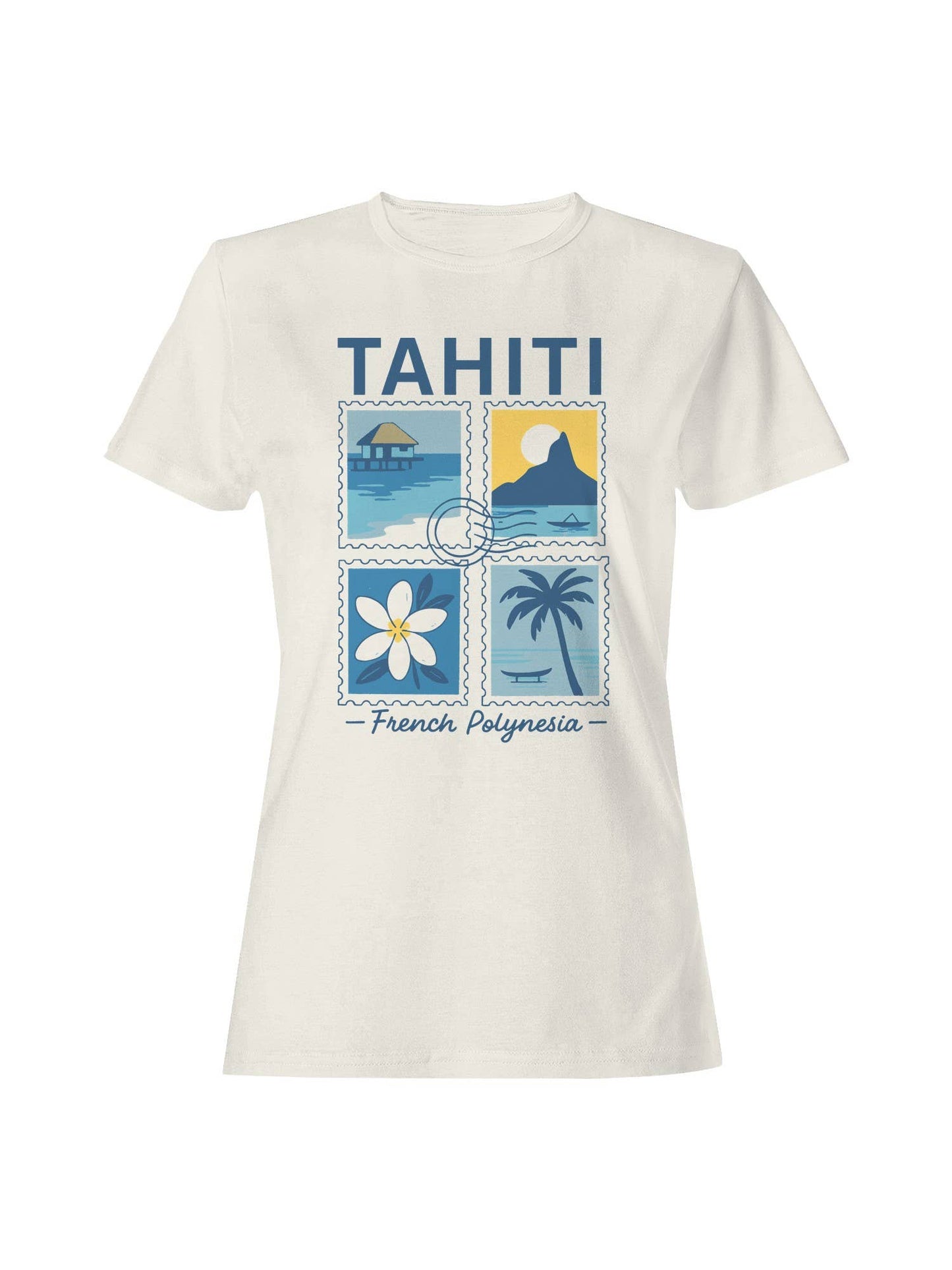 Tahiti Scenic Stamps Art Women's T-Shirt