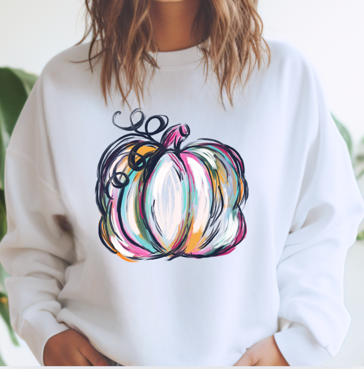 Watercolor Pumpkin Bella Canvas Crewneck Sweatshirt