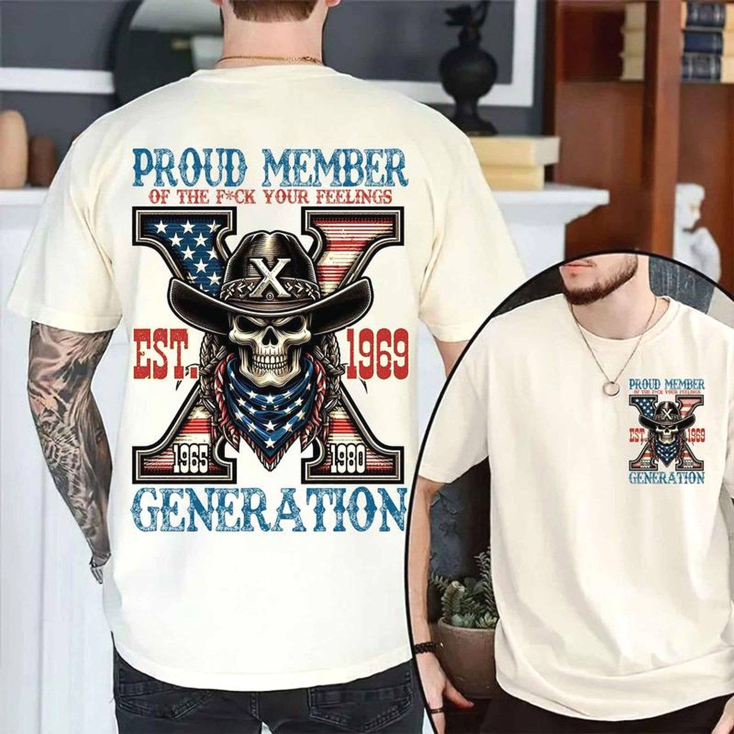 Custom Gen X Est.1969 Skull T-Shirt - Vintage 90s Style