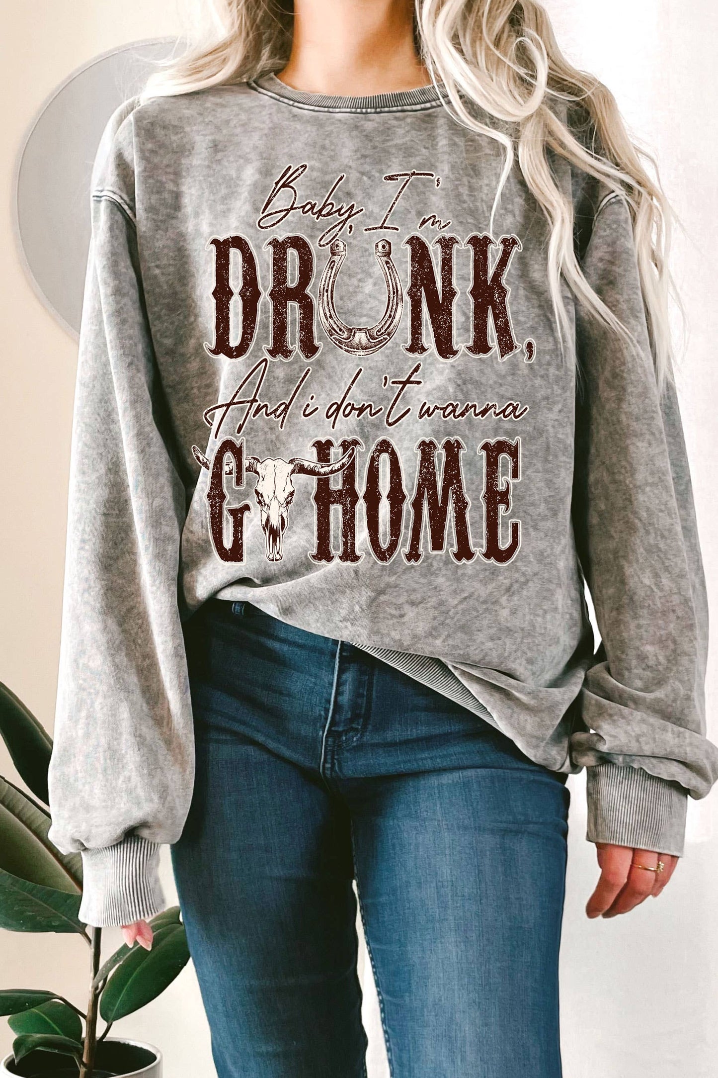 Baby, I'm Drunk Lambet Mineral Graphic Terry Sweatshirt