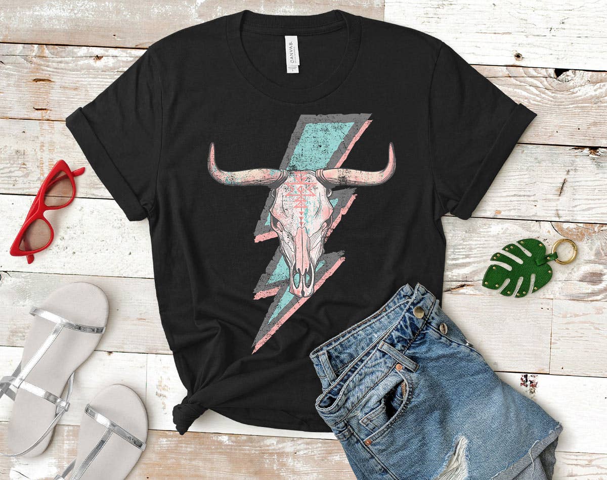 Boho Cow Skull - Rock Cowboy Western Country Shirt