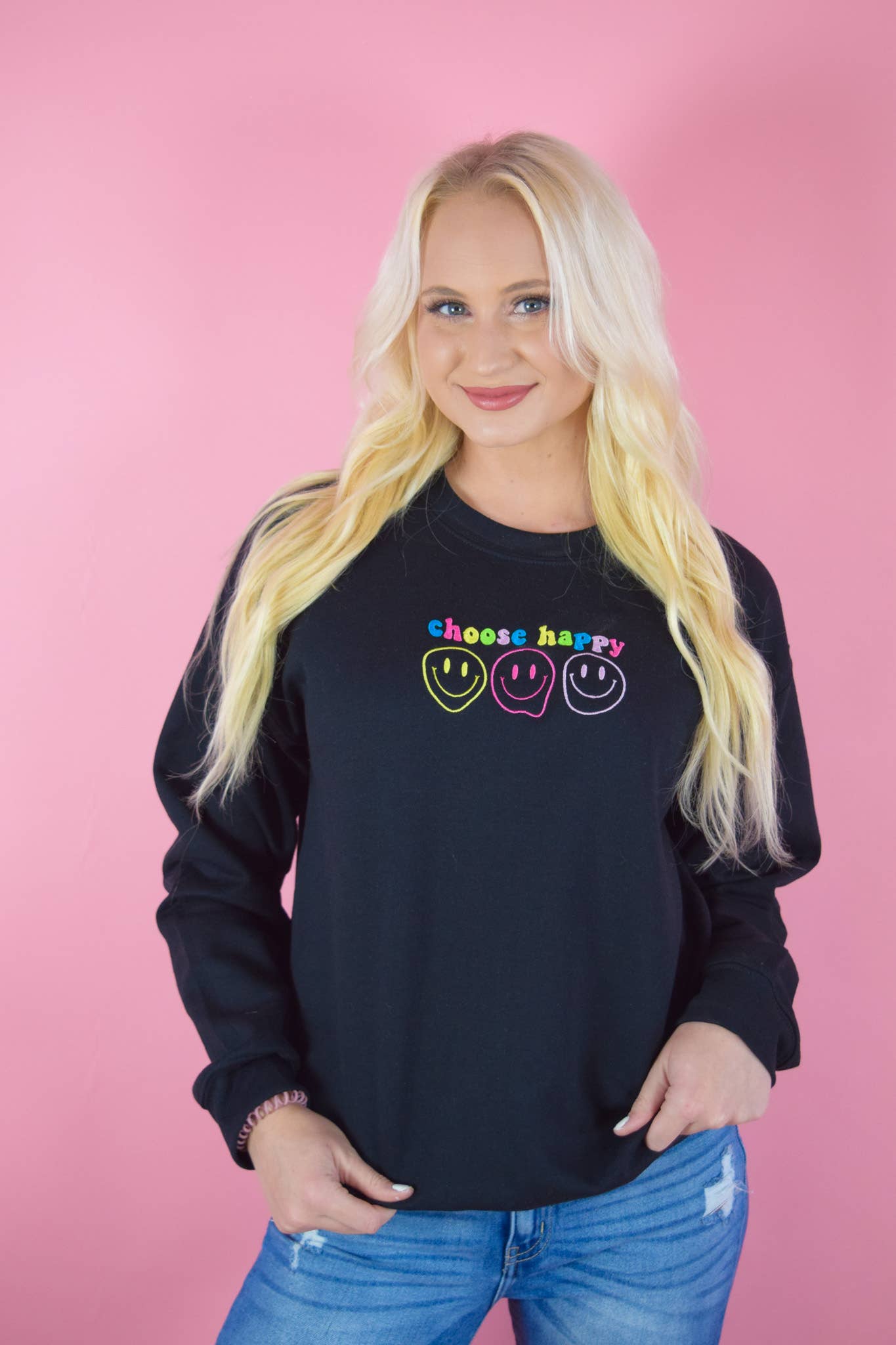Choose Happy Embroidered Sweater