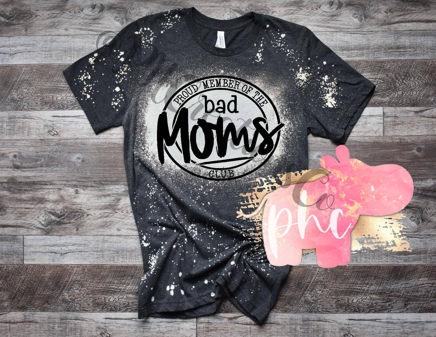 Bad Moms Club Bleached T-Shirt, Fun Graphic Tee