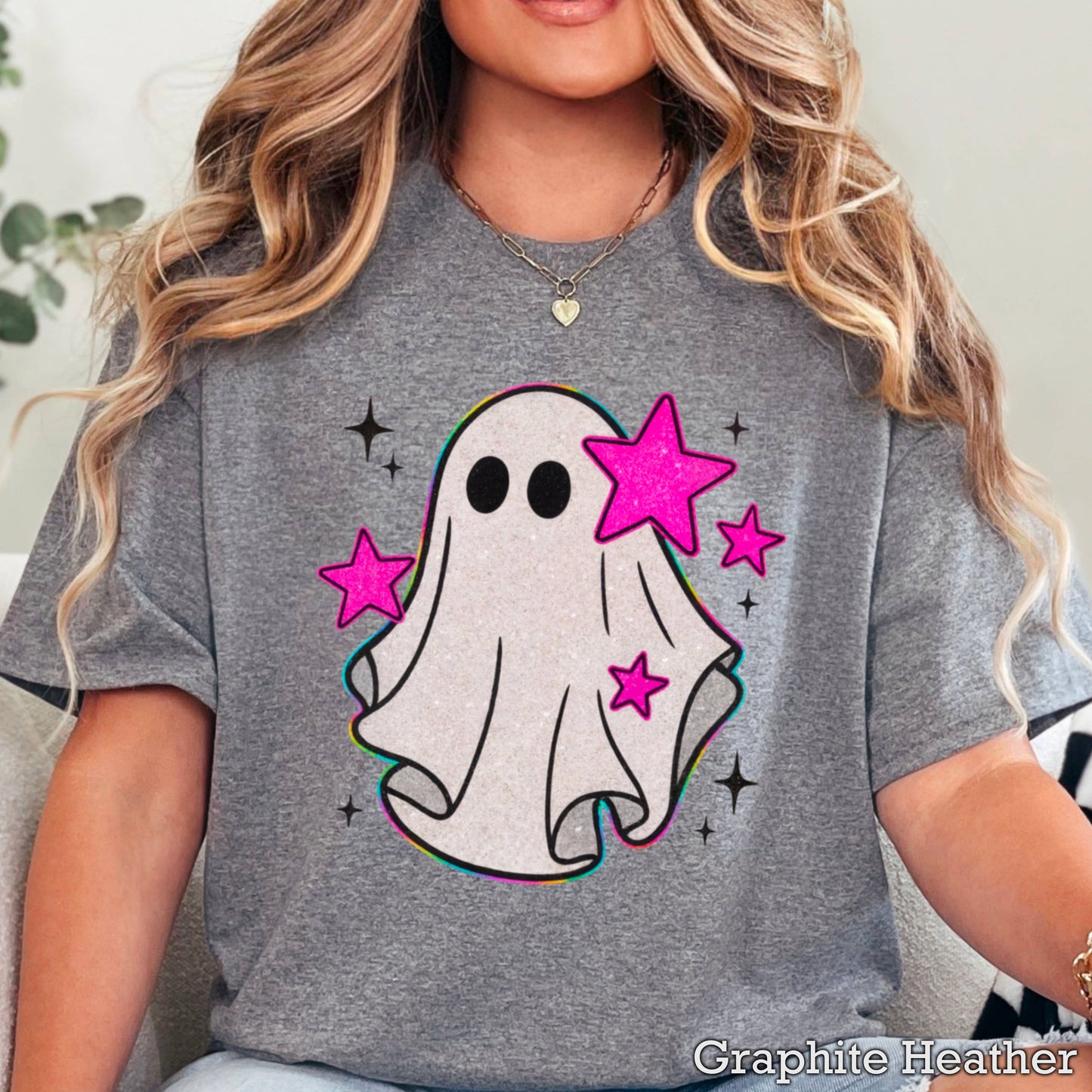 Halloween 2025 Preppy Ghost Graphic Tee | Gildan