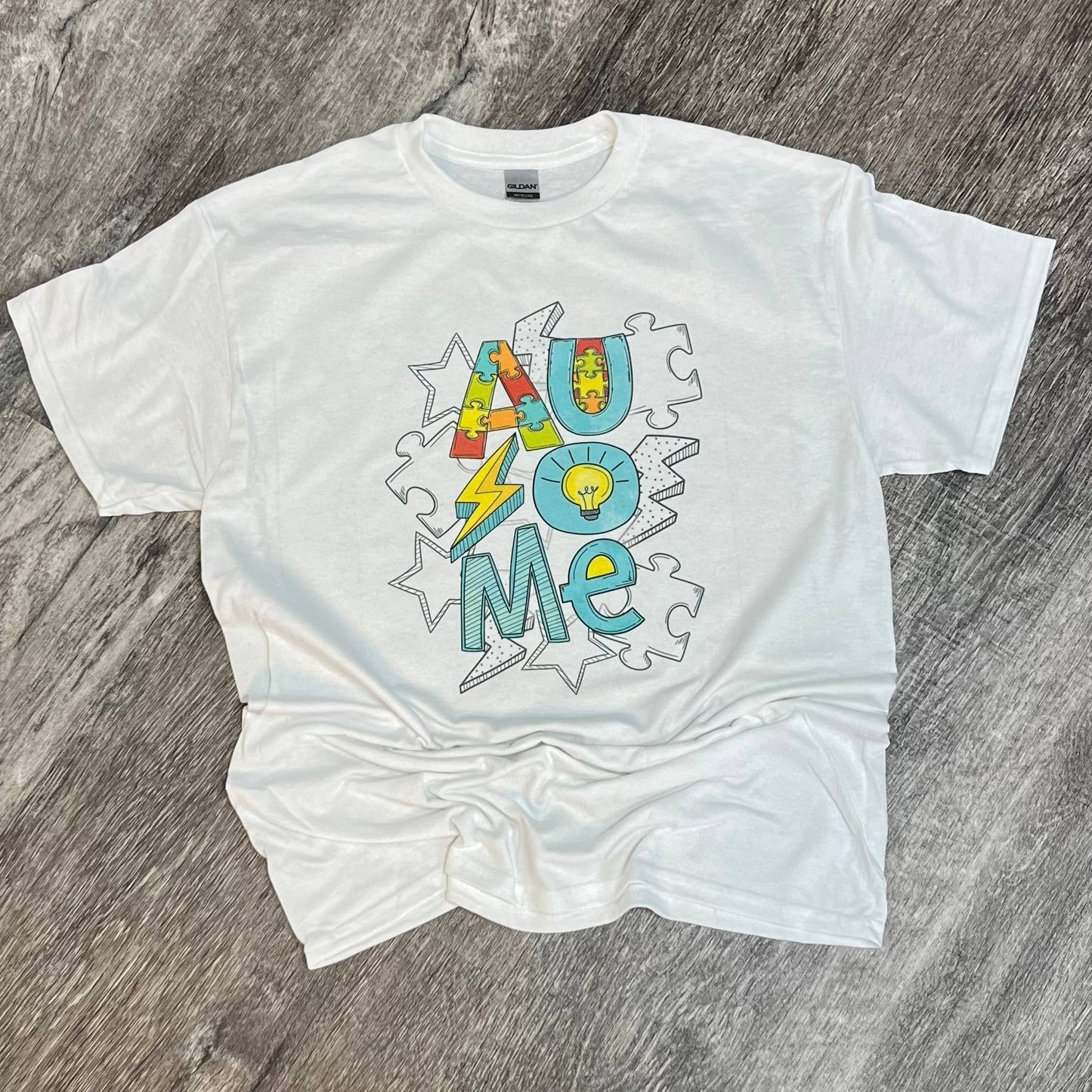 Ausome Autism Puzzle Pieces On White Tee