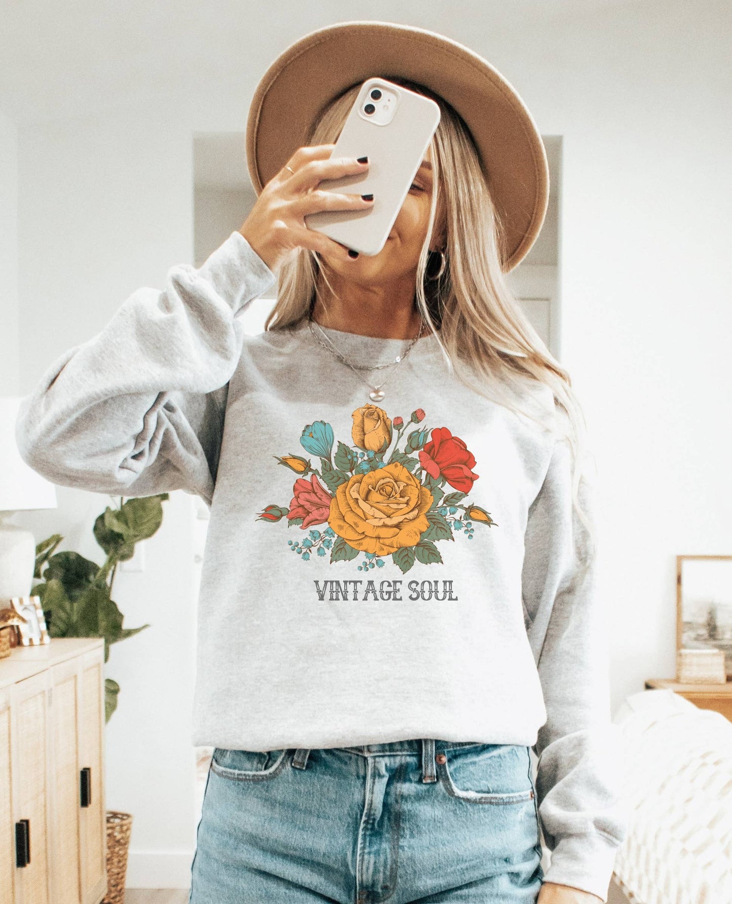 Vintage Soul Floral Crew Neck Sweatshirt | Floral Sweatshirt