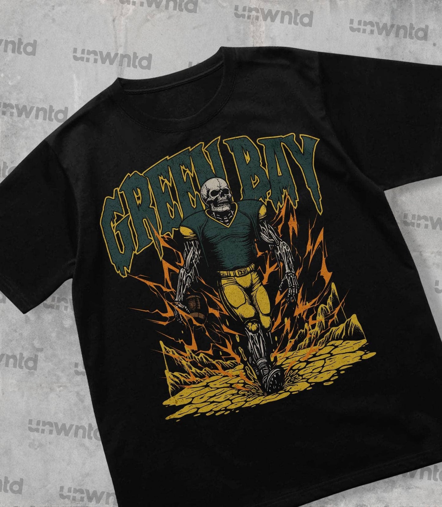 Green Bay Football Shirt - Vintage Skeleton Graphic Tee
