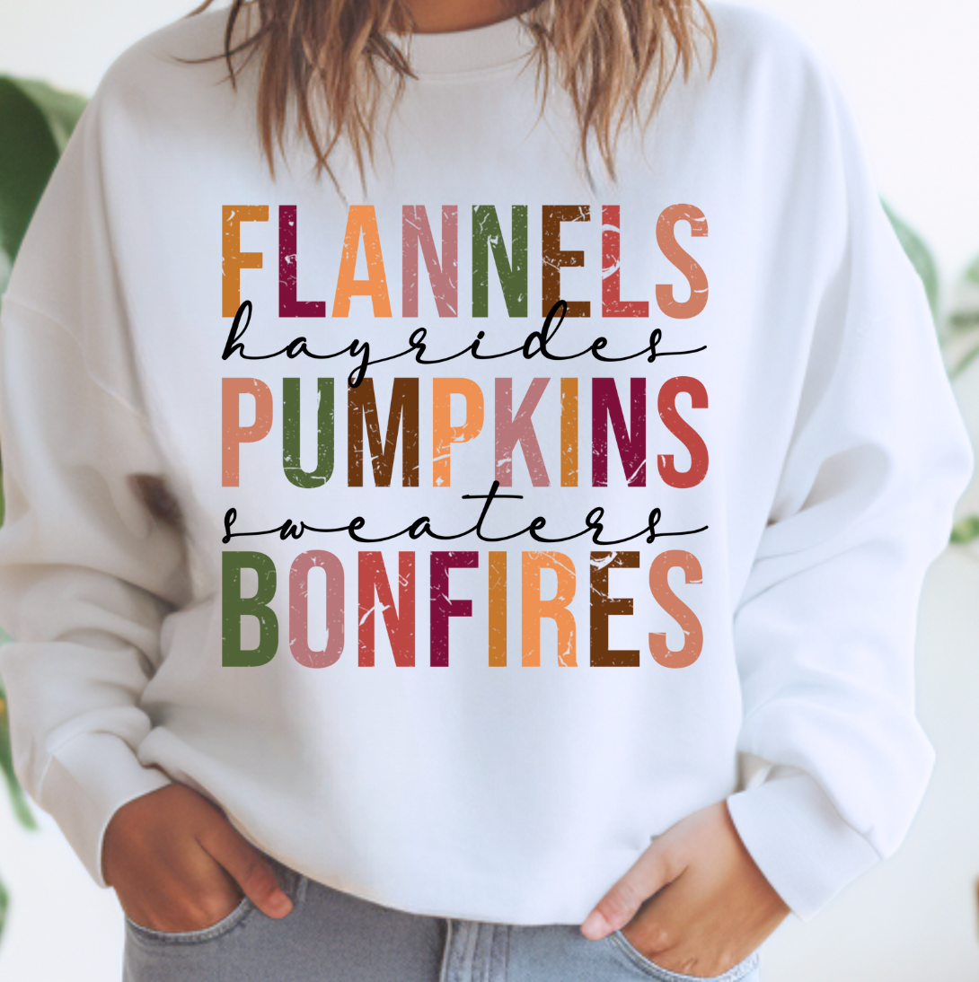 Flannels Pumpkins Bonfires Crewneck Sweatshirt