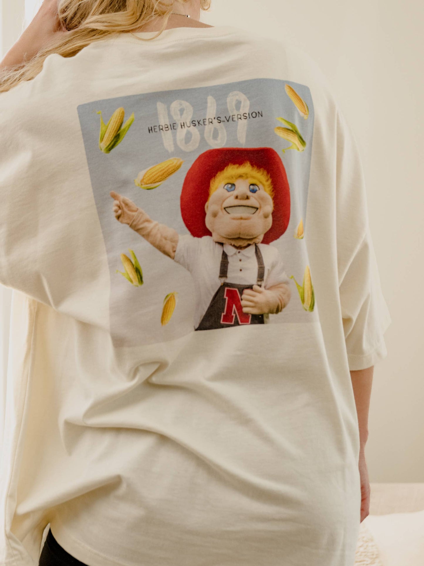 Nebraska Corn Huskers Version Off White One Size Tee