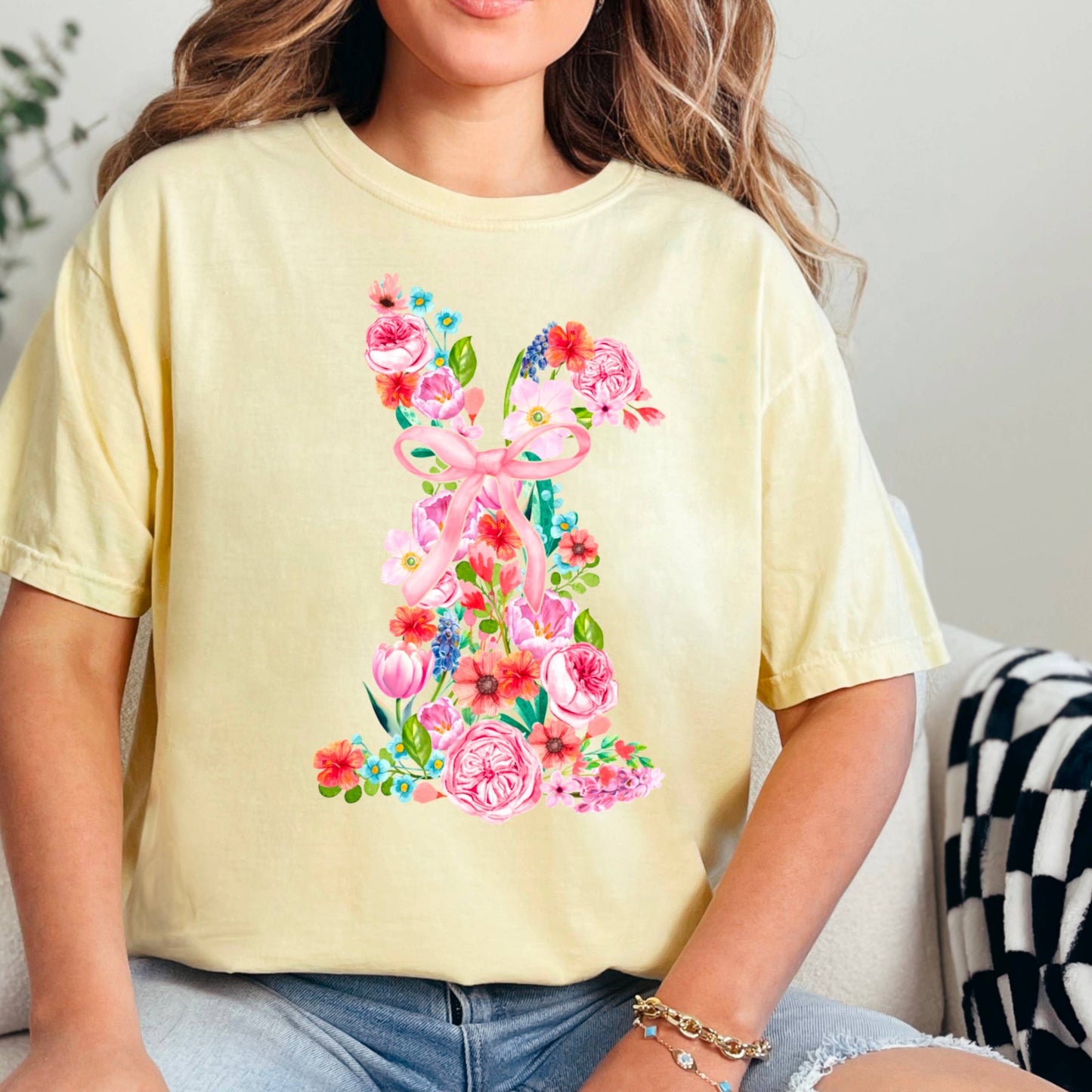 Floral Easter Bunny |Easter Graphic Shirt | Comfort Colors