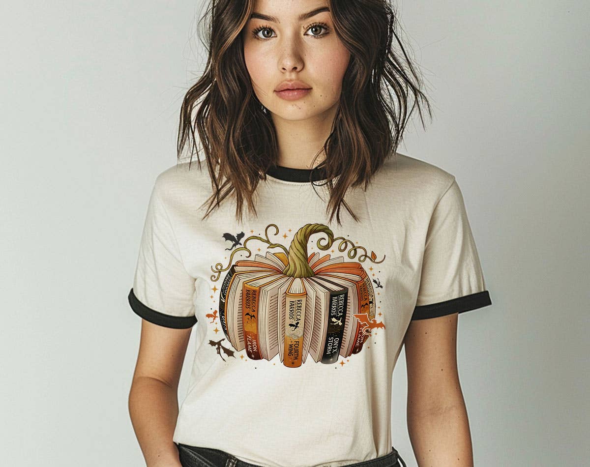 Fourth Wing Inspired Pumpkin Book Ringer Shirt