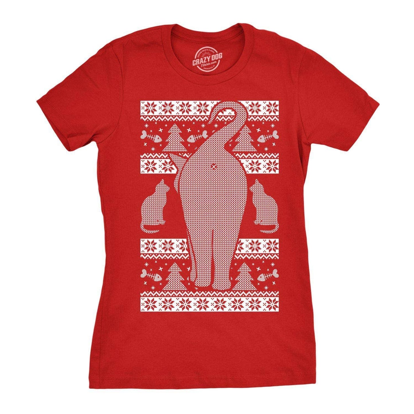 Festive Feline Butt Women's Tshirt Christmas Graphic Tee