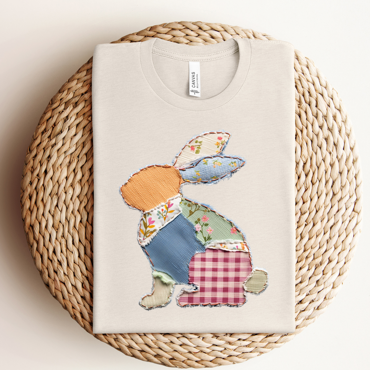 Faux Patchwork Easter Bunny Graphic Tee