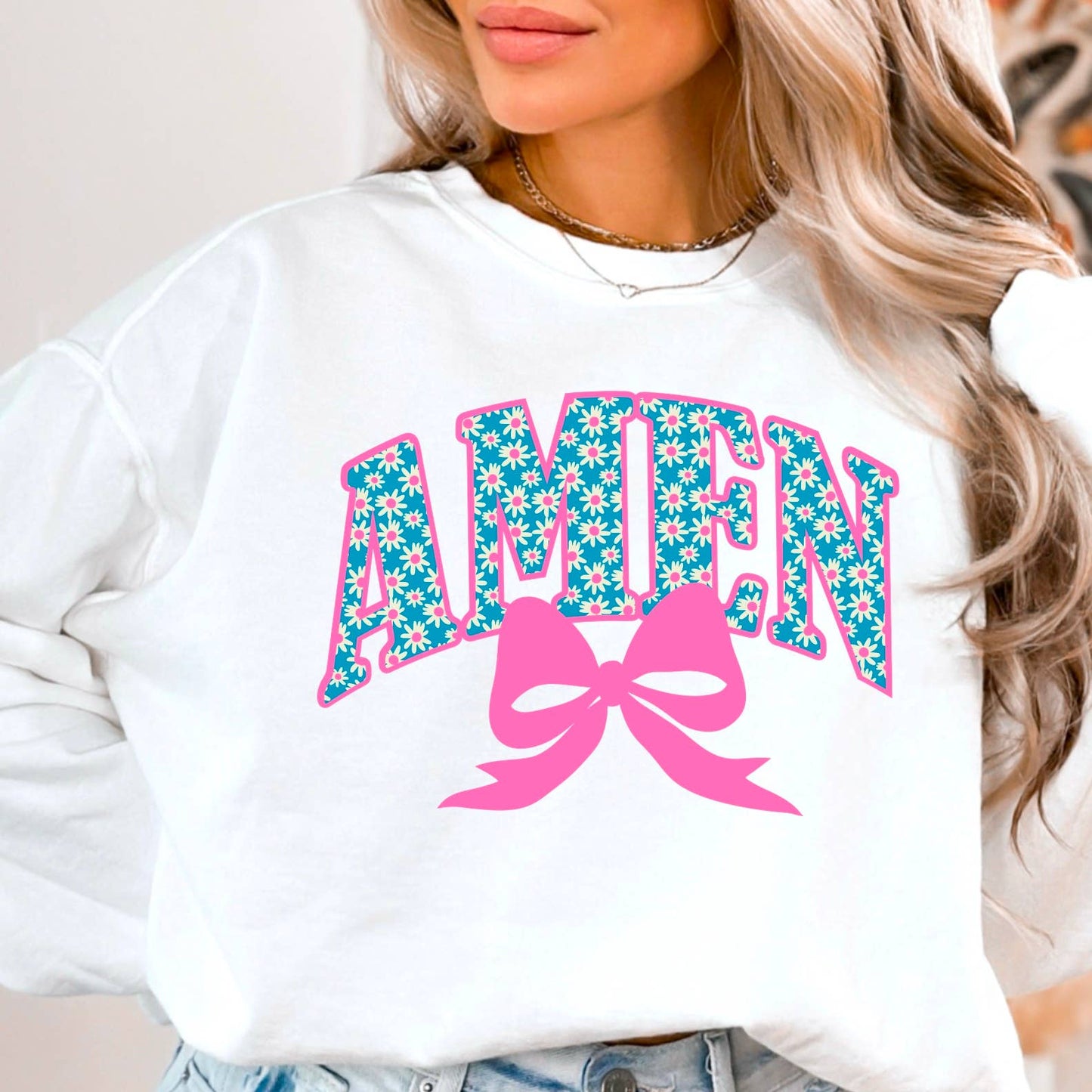 Amen Bow Christian Graphic Sweatshirt | Christian Apparel