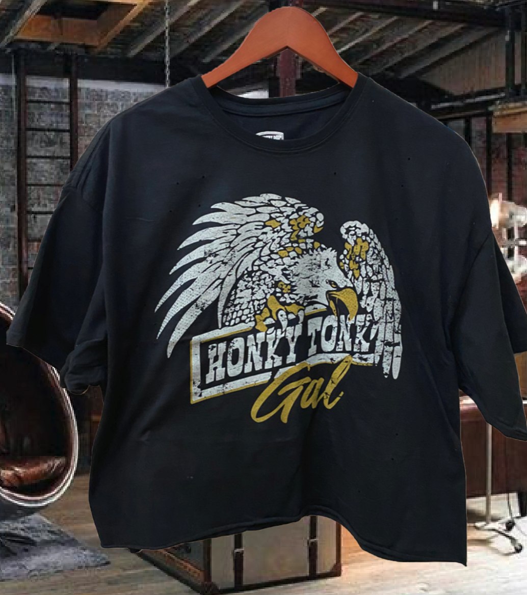 Honky Tonk Gal Oversized Cropped T- Shirt