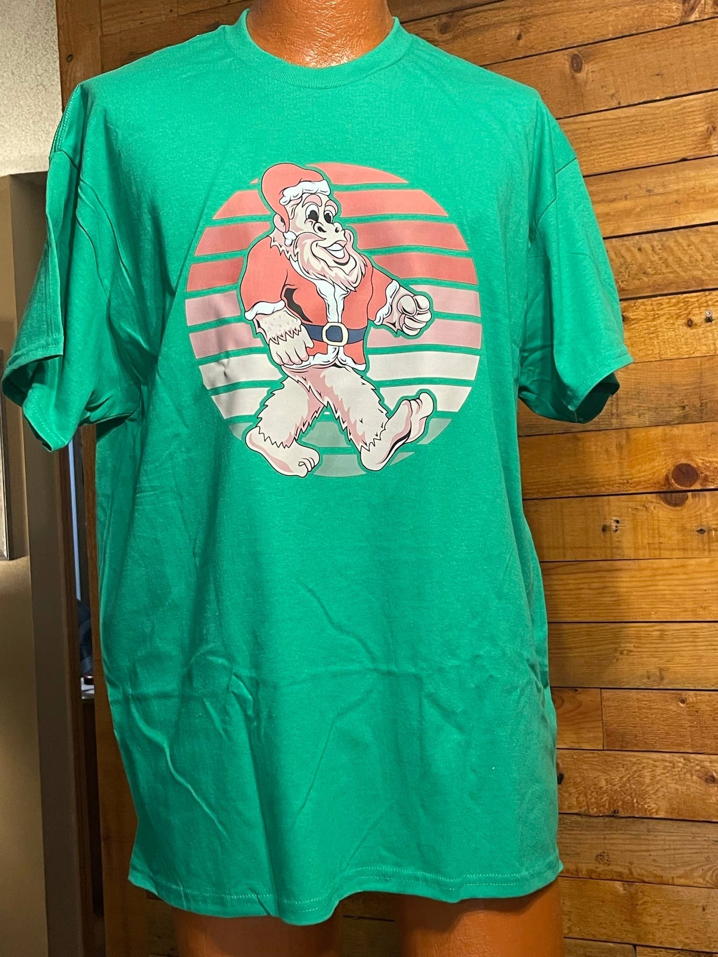 Bigfoot Santa Claus T-Shirt (Green)