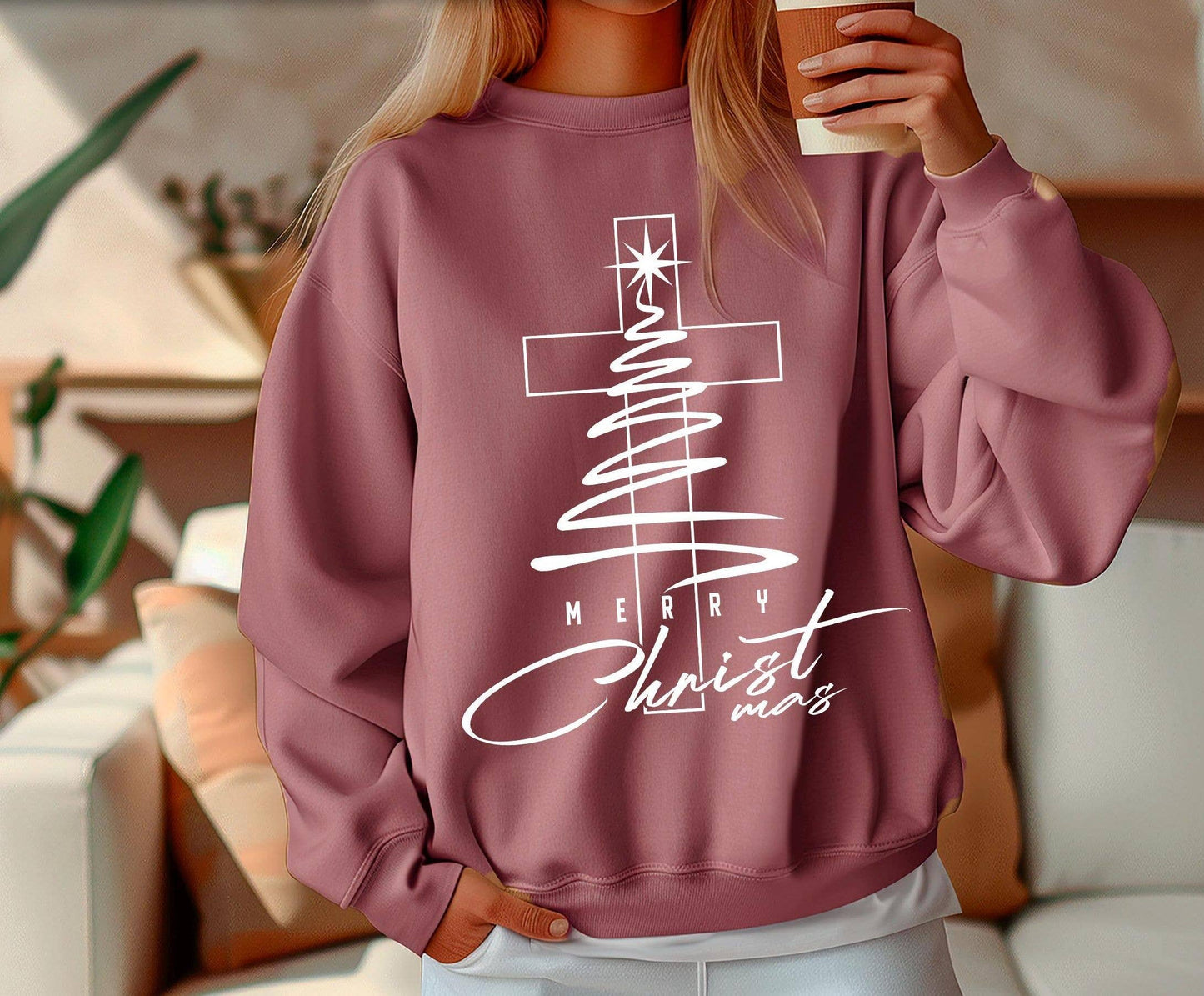 Christian Christmas Cross Design Jesus Merry Faith Tee