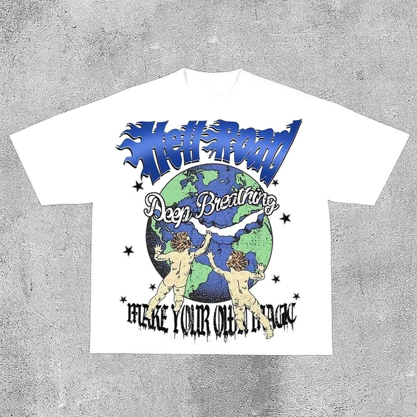 Hell Road Angel Earth Graphic Cotton T-Shirt