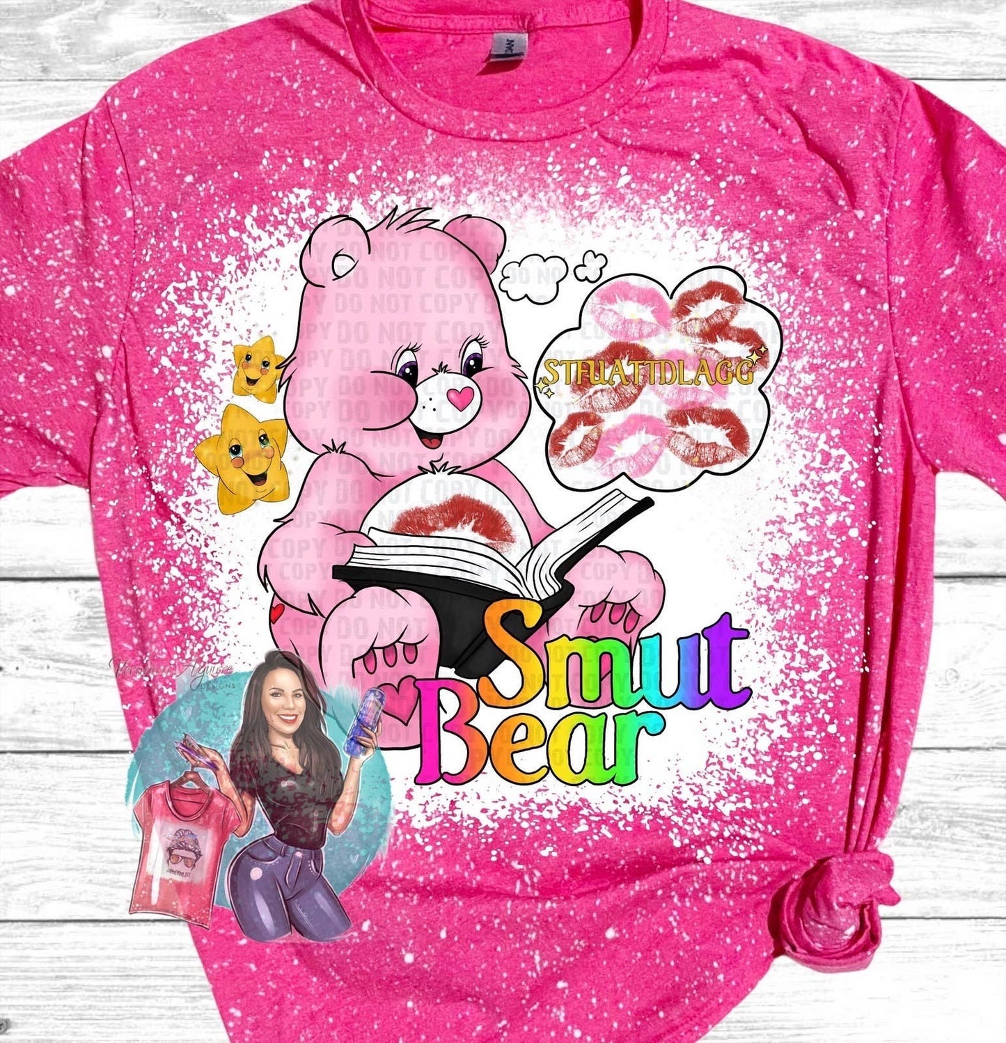 Smut Bear Care Bears Bleached T-Shirt - Funny 90’S Kid Tee