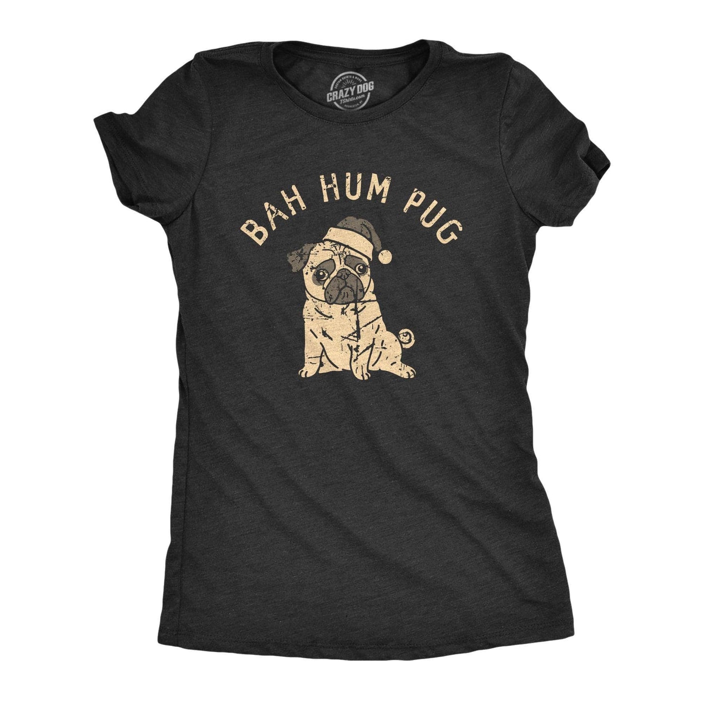Bah Hum Pug Women's Tshirt Christmas Graphic Tee Western