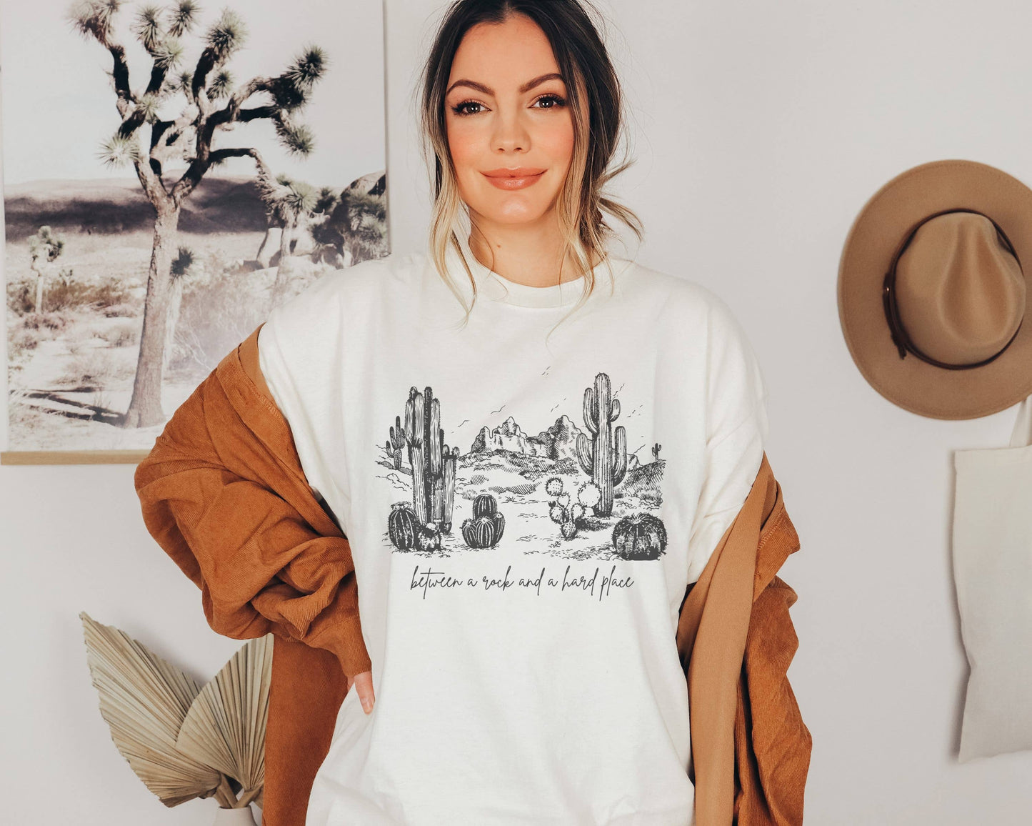 Between A Rock Graphic Tee | Western Shirt | Cactus Tee