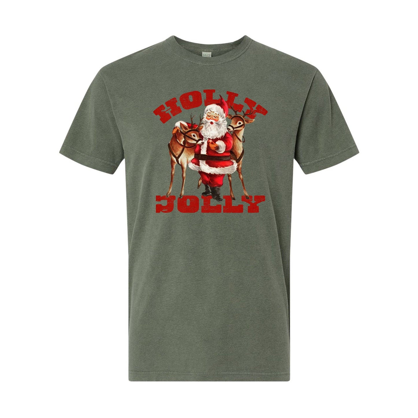 Vintage Holly Jolly Santa and Reindeer Tee