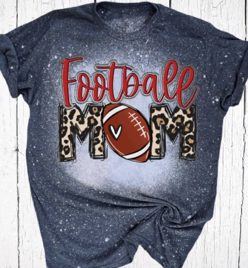 Football Mom Bleached Shirt – Leopard Cheetah Football Tee