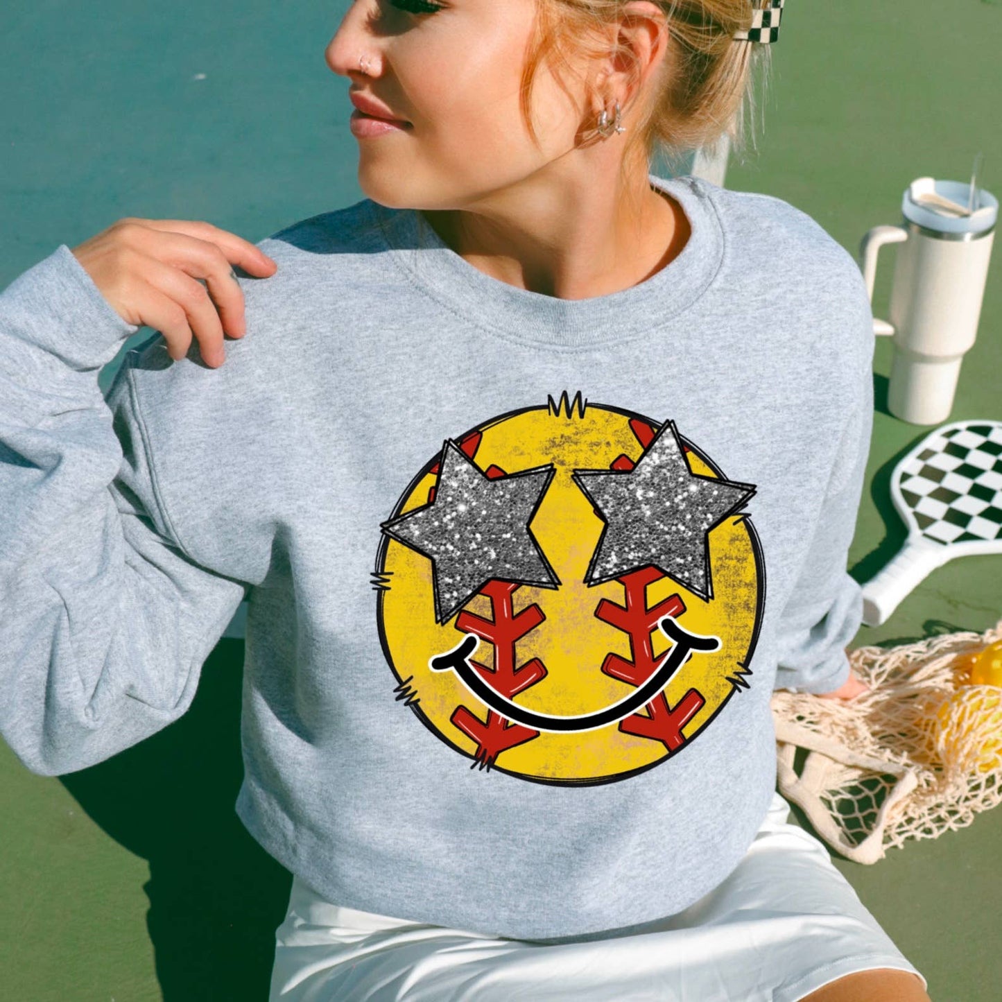 Softball Face Graphic Sweatshirt | Softball Sweatshirt